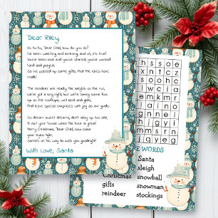 Cute Personalized Letter from Santa Word Search