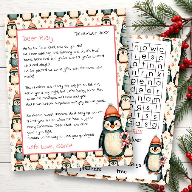 Cute Personalized Letter from Santa | Word Search (Creator Uploaded)