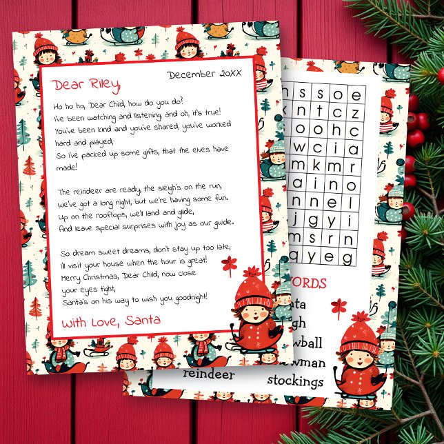 Cute Personalized Letter from Santa | Word Search (Creator Uploaded)