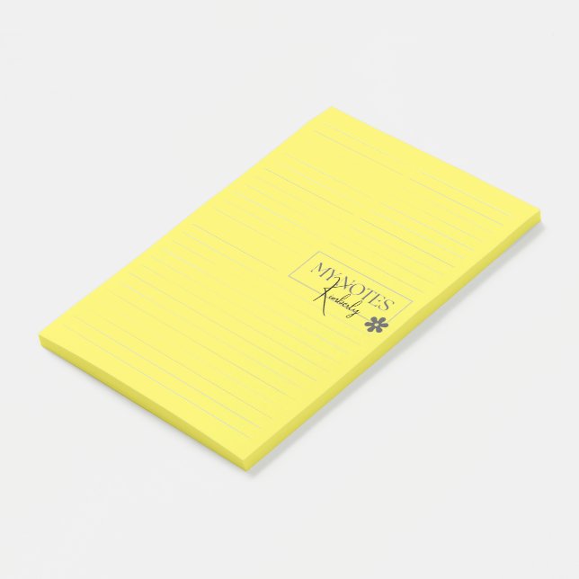 Cute Personalized Lined Simple Modern Yellow Post-it Notes (Angled)