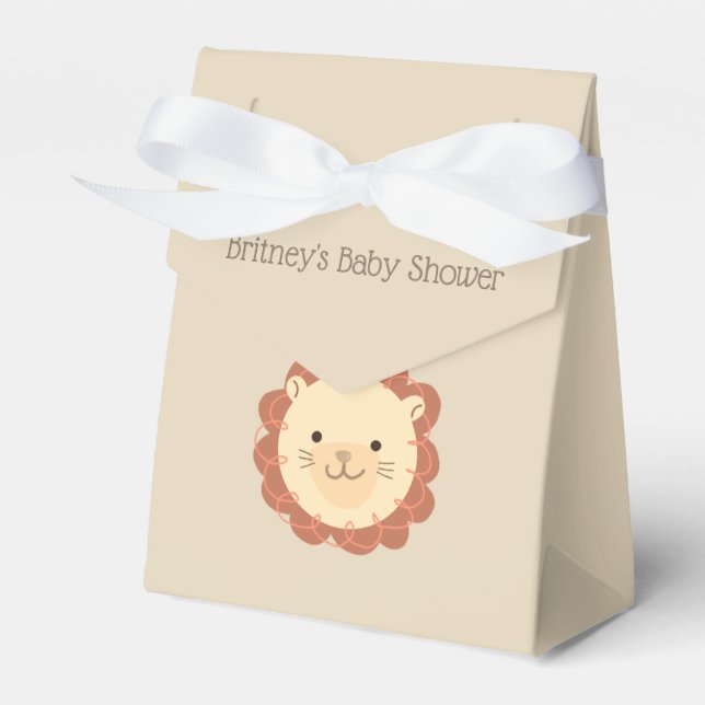 Cute Personalized Lion Baby Shower Favor Box (Front Side)