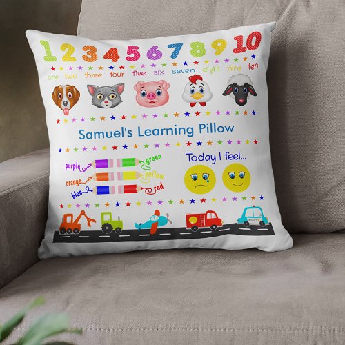 Cute Personalized Little Boy Learning Throw Pillow