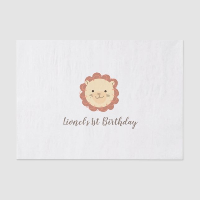 Cute Personalized Little Lion Tissue Paper (Front)