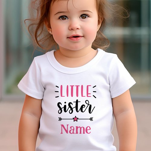 Cute Personalized Little Sister Baby T_Shirt
