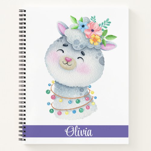 Cute Personalized Llama  Notebook