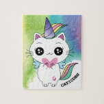 Cute Personalized Magical Caticorn Jigsaw Puzzle<br><div class="desc">Unique jigsaw puzzle for kids with magical caticorn illustration . Jigsaw puzzles helps you relax and relieve your stress. The latest trend in self care is doing jigsaw puzzles as a meditative practice. Personalize with name to make it special!</div>