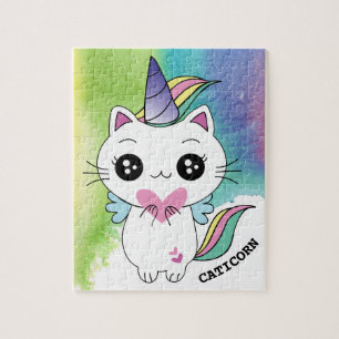 Cute Personalized Magical Caticorn Jigsaw Puzzle