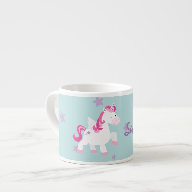 Cute Personalized Magical Unicorn Espresso Mug (Front Left)