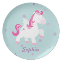 Cute Personalized Magical Unicorn Melamine Plate Cute Personalized Magical Unicorn Melamine Plate