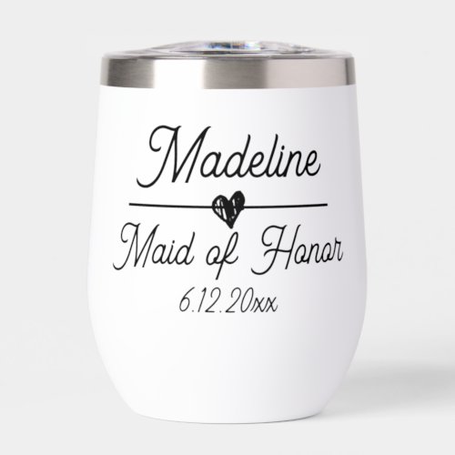 Cute Personalized Maid of Honor Gift Thermal Wine Tumbler