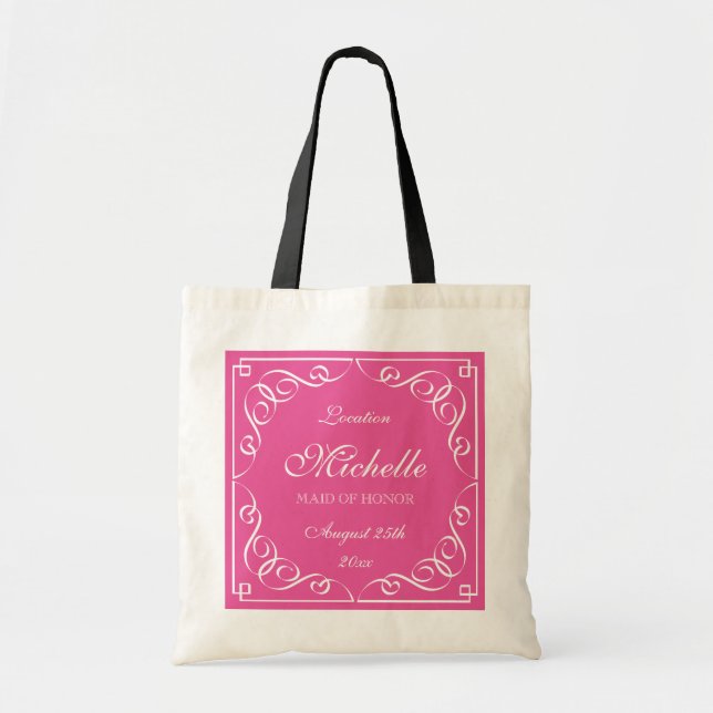 Cute personalized maid of honor wedding tote bags (Front)