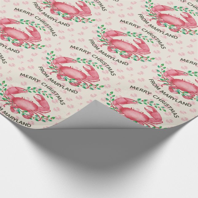 Cute Personalized Maryland Crab Christmas Wrapping Paper (Corner)
