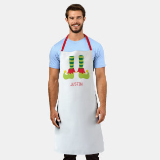Cute Personalized Men's Elf Christmas Apron
