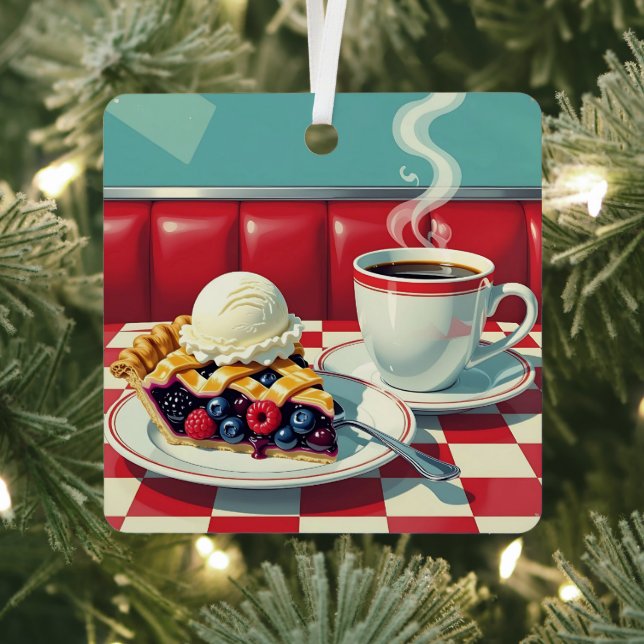 Cute Personalized Mixed Berry Pie Christmas Metal Ornament (Insitu)
