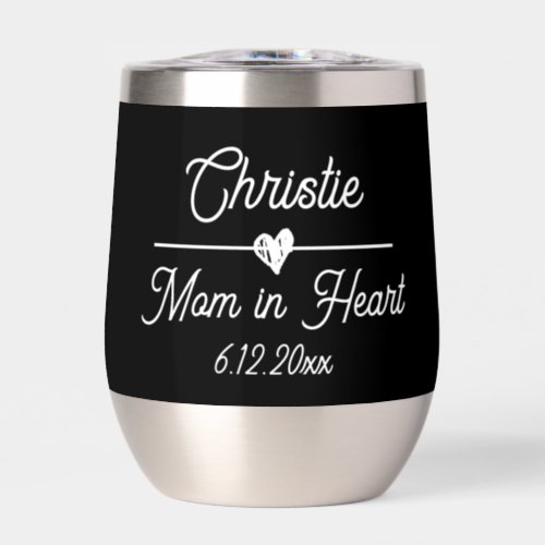 Cute Personalized Mom in Heart Thermal Wine Tumbler