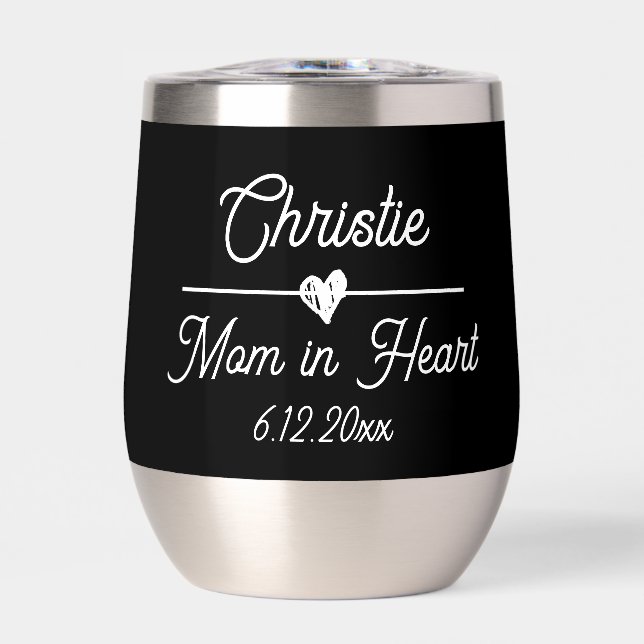 Cute Personalized Mom in Heart Thermal Wine Tumbler (Front)