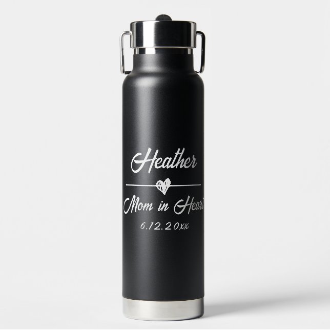 Cute Personalized Mom in Heart Water Bottle (Front)