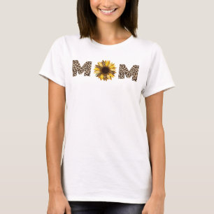 Cute Personalized MoM sunflower & Leopard Prints T-Shirt