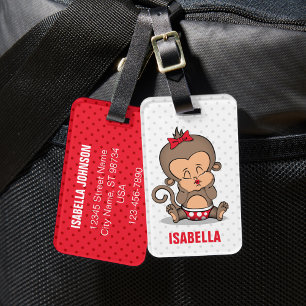 Cute Personalized Monkey Luggage Tag (K)