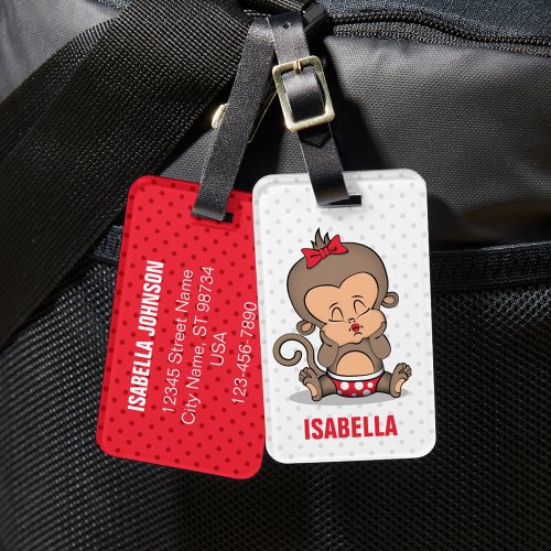 Cute Personalized Monkey Luggage Tag K