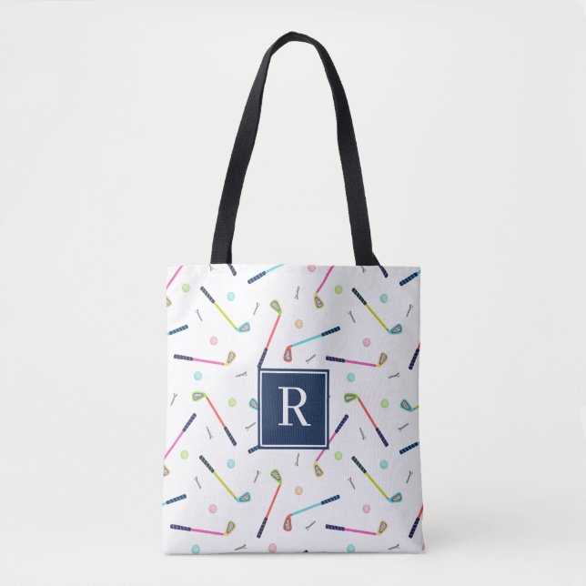 Cute Personalized Monogram Golf Pattern Women Tote Bag (Front)