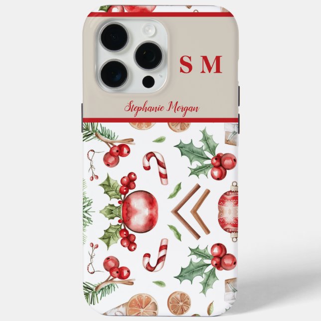 Cute Personalized Monogram Name Christmas  Case-Mate iPhone Case (Back)