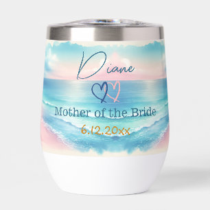 Cute Personalized Mother of the Bride Coastal Thermal Wine Tumbler