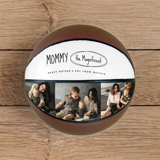 Cute Personalized Mothers Day Family Photo Basketball (Creator Uploaded)