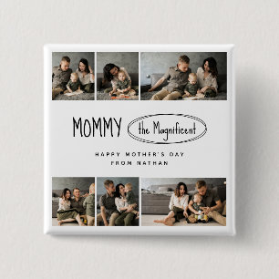 Cute Personalized Mothers Day Family Photo Button