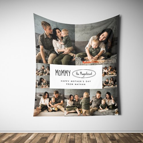 Cute Personalized Mothers Day Family Photo Fleece Blanket