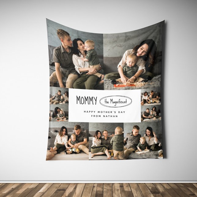 Cute Personalized Mothers Day Family Photo Fleece Blanket (Creator Uploaded)