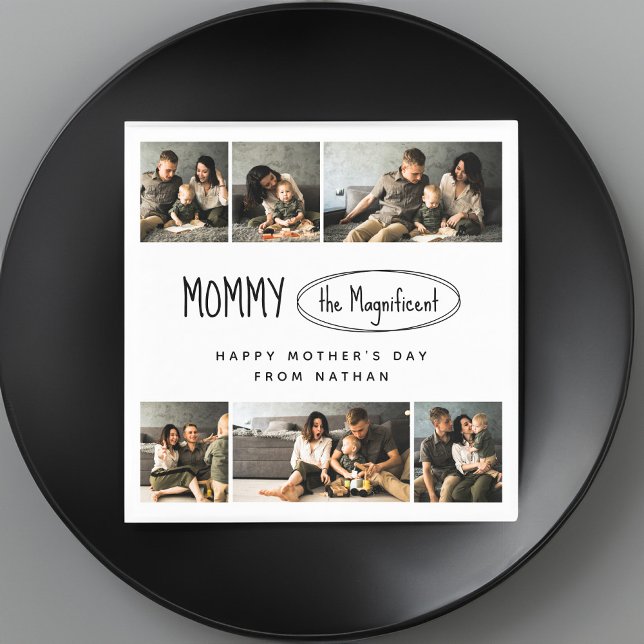 Cute Personalized Mothers Day Family Photo Napkins (Creator Uploaded)