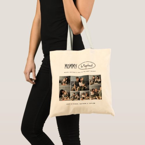 Cute Personalized Mothers Day Family Photo Tote Bag