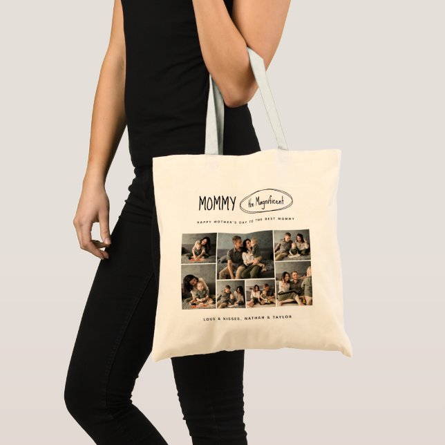 Cute Personalized Mothers Day Family Photo Tote Bag (Front (Product))
