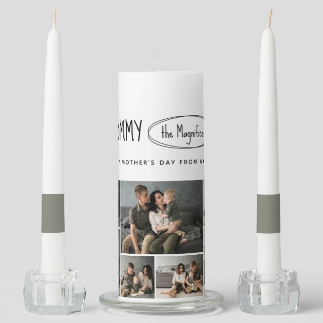 Cute Personalized Mothers Day Family Photo Unity Candle Set (Front)