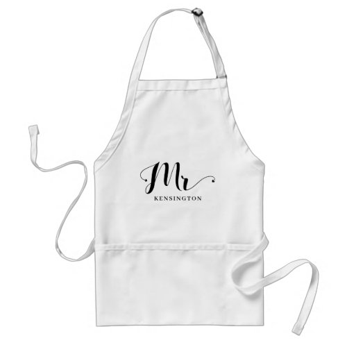 Cute Personalized Mr Newlywed Typography Adult Apron