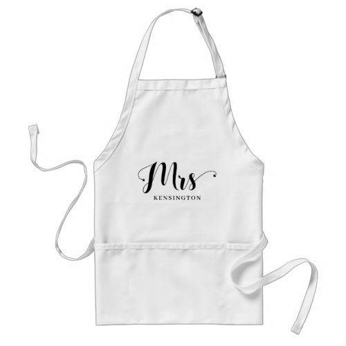 Cute Personalized Mrs Newlywed Typography Adult Apron