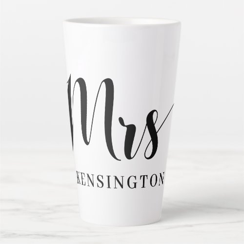Cute Personalized Mrs Newlywed Typography Latte Mug