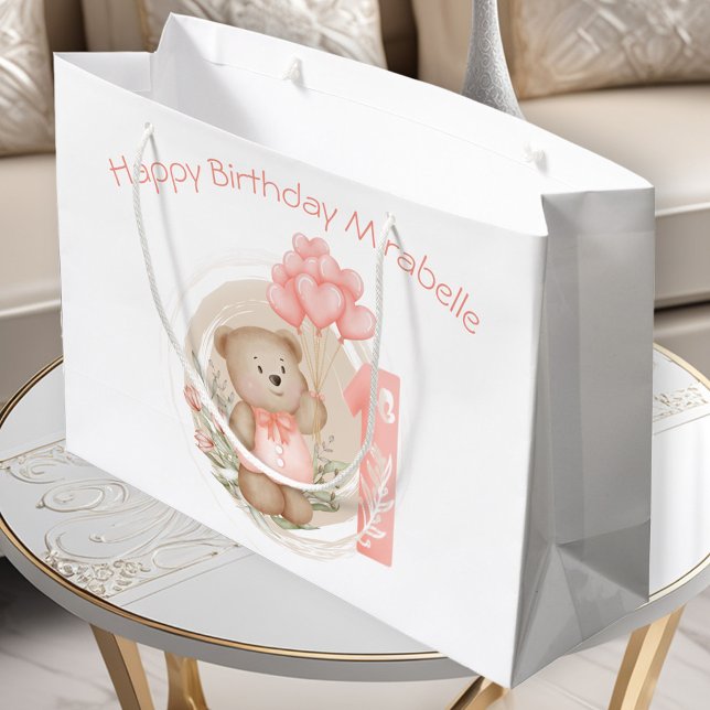 Cute Personalized Name 1st Birthday Girl Gift Bag (Cute Personalized Name 1st Birthday Girl Gift Bag)