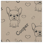 Cute Personalized Name and Hearts French Bulldog Fabric