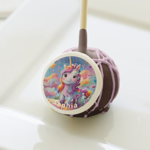 cute personalized name birthday colorful unicorn  cake pops