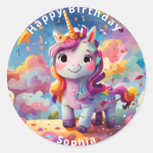 cute personalized name birthday colorful unicorn