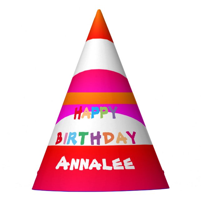 Cute Personalized Name Birthday Party Hats (Front)