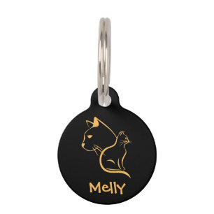 Cute Personalized Name Black Cat Pet ID Tag