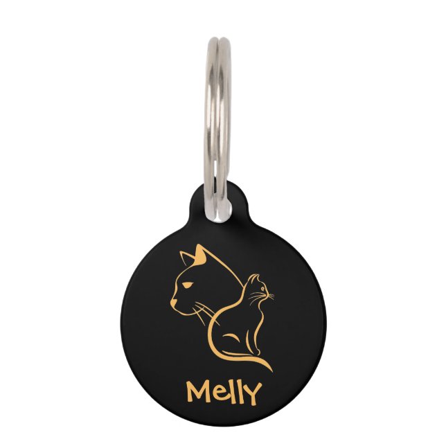 Cute Personalized Name Black Cat Pet ID Tag (Front)