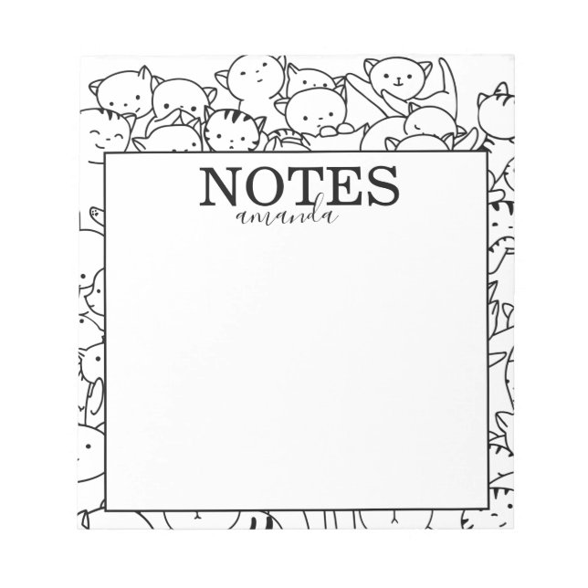 Cute Personalized Name Cats  Notepad (Front)
