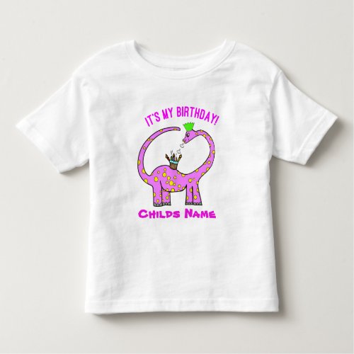 Cute Personalized Name Dinosaur Birthday Party Toddler T_shirt