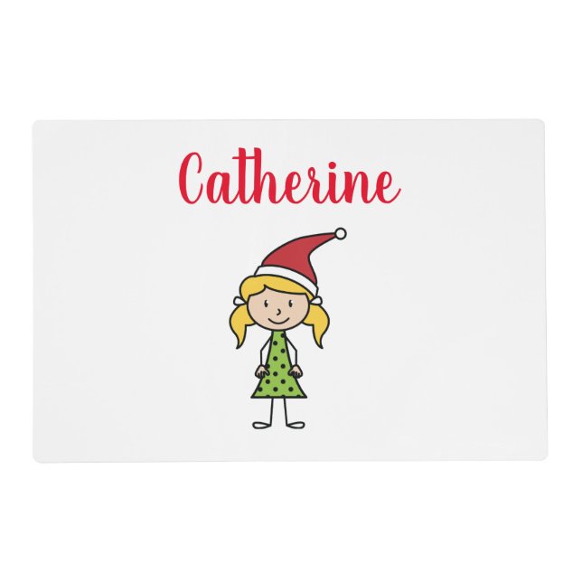 Cute Personalized Name Kids christmas Placemat (Front)