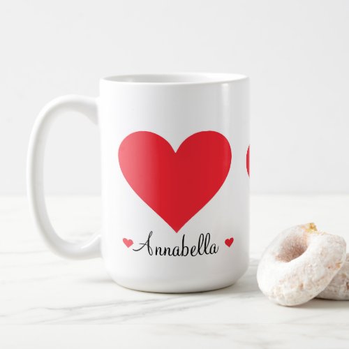 Cute Personalized Name Love You Big Red Heart Coffee Mug