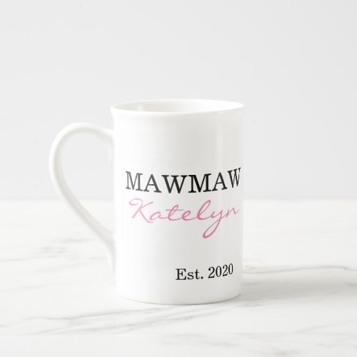 Cute Personalized Name Mawmaw Year Established Bone China Mug